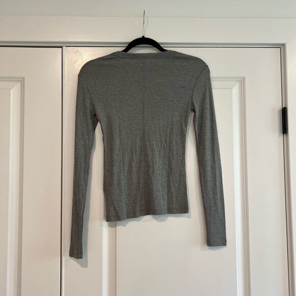 NWT Madewell Women's Grey Ribbed Basic Longsleeve Top Size XS - Picture 3 of 8